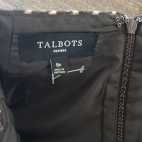 Talbots wool blend houndstooth skirt brown check size 6P - Picture 2 of 3